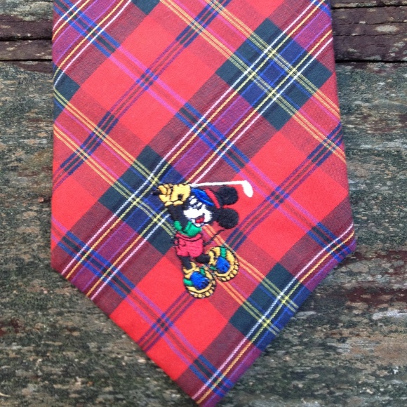 Disney Mickey Mouse Golf Plaid Men's Necktie - Picture 2 of 5